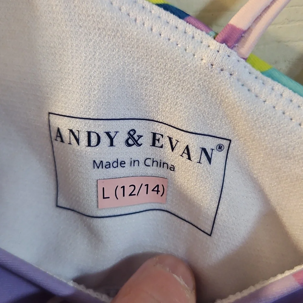 Andy & Evan Girls' Two-Piece Swimsuit: FLORAL PRINT: NEW WITH TAGS: SZ L (12/14)